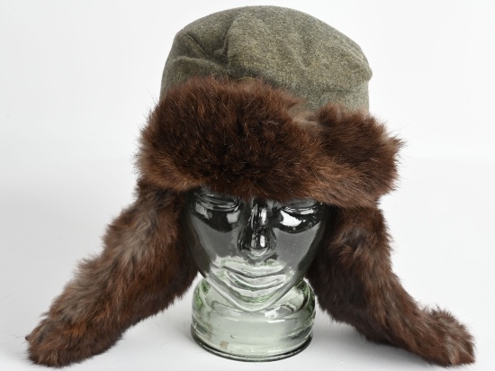 WWII NAZI GERMAN WEHRMACHT WINTER FUR CAP