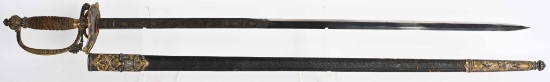 EXQUISITE SPANISH COURT SWORD 1881 DATED SCABBARD