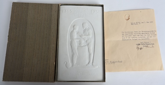 WWII NAZI GERMAN PORCELAIN PLAQUE BY KPM WW2