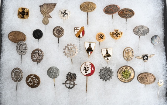 WWII NAZI GERMAN STICKPIN LOT OF 30 SA DRL DAF SS