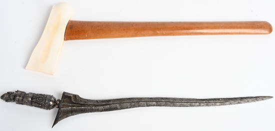 EARLY INDONESIAN KRIS BLADE WITH FIGURAL HANDLE