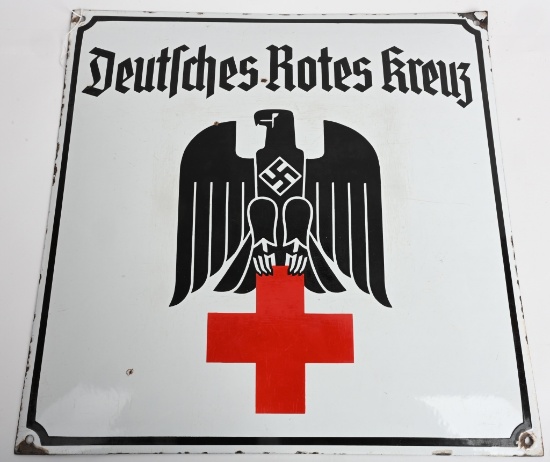 NAZI GERMAN RED CROSS PORCELAIN SIGN 1st DESIGN