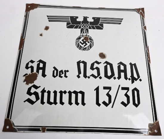 WWII NAZI GERMAN SA der NSDAP STURM 13/30 SIGN WW2