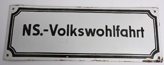 WWII NAZI NATIONAL SOCIALIST PEOPLE'S WELFARE SIGN
