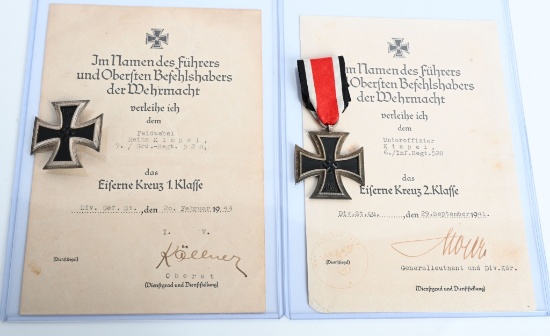 WWII NAZI GERMAN IRON CROSS LOT w DOCUMENTS WW2