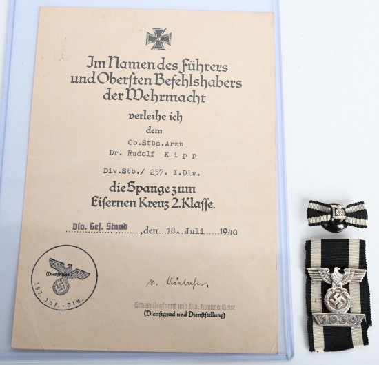 WWII NAZI GERMAN SPANGE & AWARD DOCUMENT W PHOTO