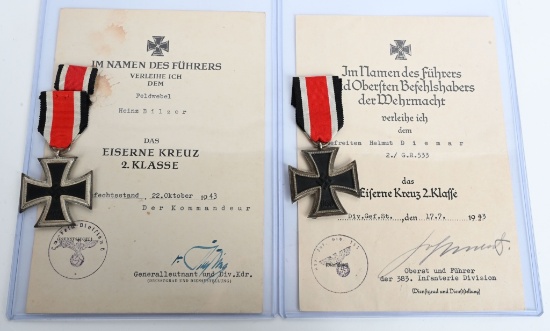 WWII NAZI GERMAN IRON CROSS LOT W DOCUMENTS WW2
