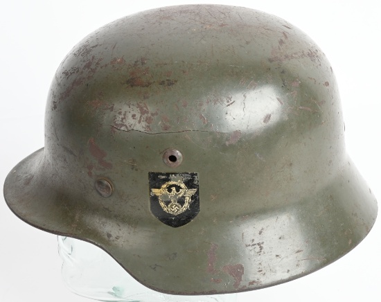 WWII NAZI GERMAN M35 DOUBLE DECAL POLIZEI HELMET