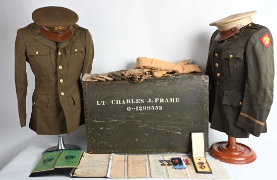 WWII 45TH DIVISION KIA OFFICER TRUNK GROUPING