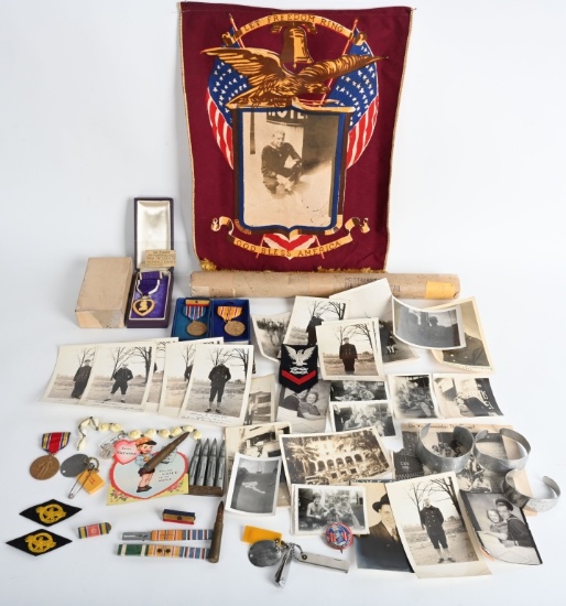 WWII US NAVY PURPLE HEART GROUPING IWO JIMA