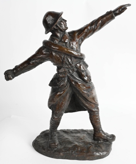 LARGE WW1 US DOUGHBOY BRONZE THROWING GRENADE WWI