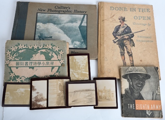 EARLY MILITARY BOOKS PHOTOS LOT REMINGTON PRINTS