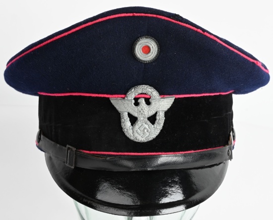WWII NAZI GERMAN FEUERSCHUTZPOLIZEI NCO VISOR CAP
