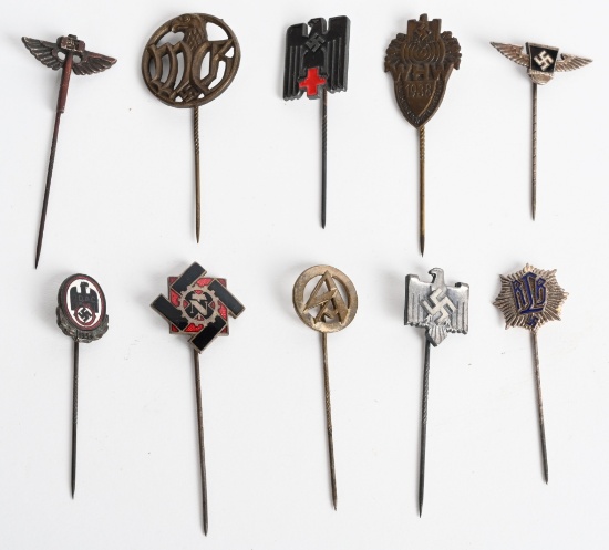 WWII NAZI GERMAN STICKPIN LOT SA RLB TENO DDAC DRC