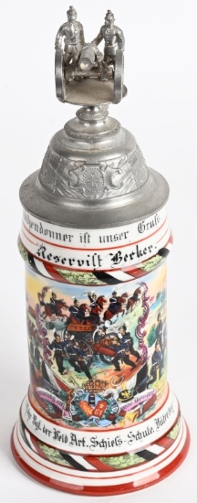 WW1 IMPERIAL GERMAN LIDDED STEIN 61ST ARTILLERY