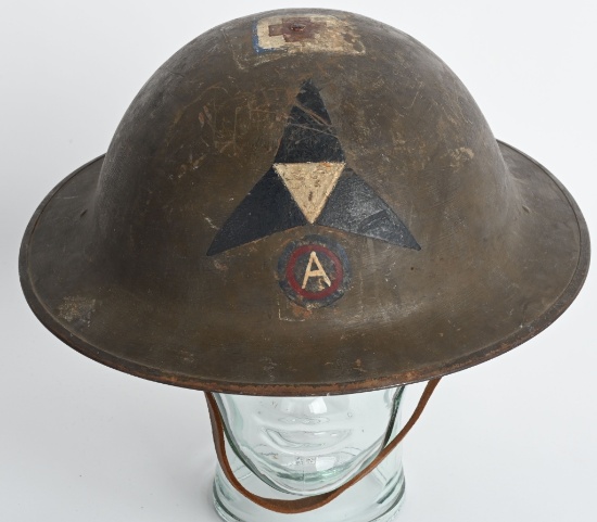 WW1 US MEDIC 3RD CORPS 3RD ARMY PAINTED HELMET WWI