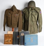WWII NAMED NISEI UNIFORM GROUPING 442nd RCT HELMET
