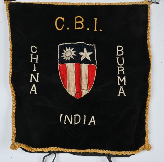 WWII CHINA BURMA INDIA EMBROIDERED PILLOW COVER