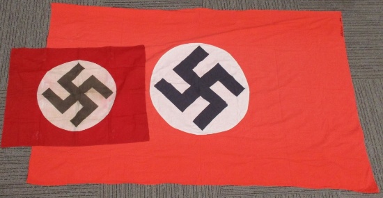 WWII NAZI GERMAN NSDAP FLAG OR BANNER LOT OF 2 WW2