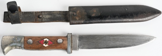 WWII NAZI GERMAN HITLER YOUTH KNIFE W WOOD HANDLE