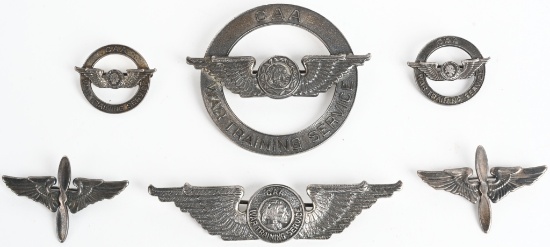 CAA PILOT WAR TRAINING SERVICE WINGS & INSIGNIA