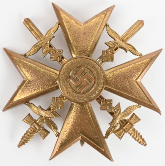 WWII LUFTWAFFE SPANISH CROSS IN GOLD WITH SWORDS