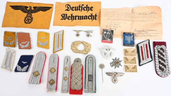 WWII CAPTURE PAPER WAR SOUVENIRS NAZI INSIGNIA