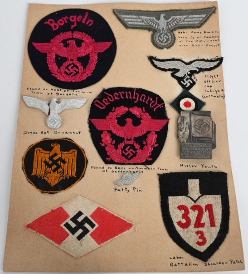 WWII NAZI GERMAN CUT OFF INSIGNIA HJ RAD LUFTWAFFE