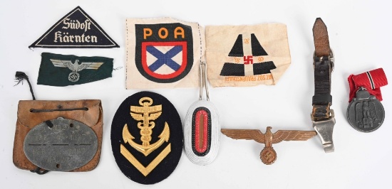 WWII NAZI GERMAN INSIGNIA & MEDAL LOT SA KM HEER