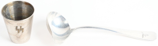 WWII NAZI SS SHOT GLASS & SMALL LUFTWAFFE LADLE
