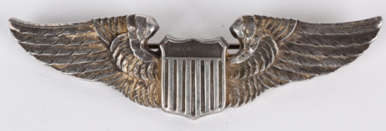 WWII AIR CORPS PILOT WINGS BY LUXENBERG ENGRAVED