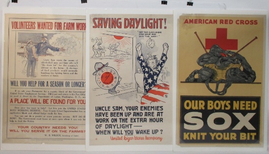 WW1 US ARMY PROPAGANDA POSTER LOT OF 3 WWI
