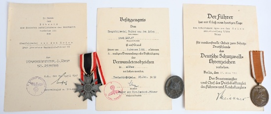 WWII NAZI GERMAN RAD MEDAL GROUPING W/ DOCUMENTS