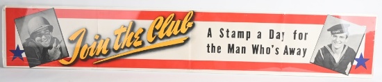 WWII JOIN THE CLUB WAR SAVINGS STAMPS BANNER WW2