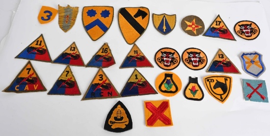 WWII US ARMY CAVALRY & ARMORED DIVISION PATCH LOT