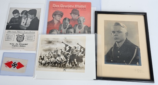 WWII NAZI GERMAN HITLER YOUTH LOT PATCH PHOTOS WW2