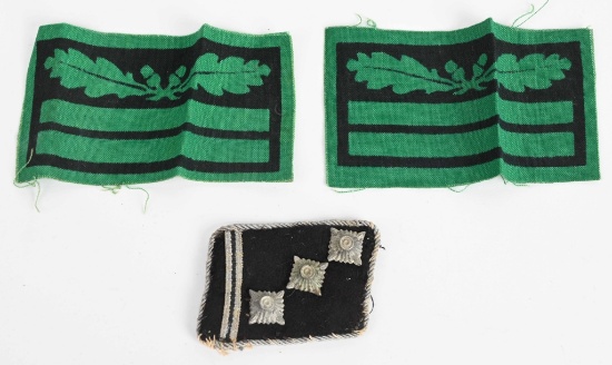 WWII WAFFEN SS OFFICER COLLAR TAB & RANK INSIGNIA