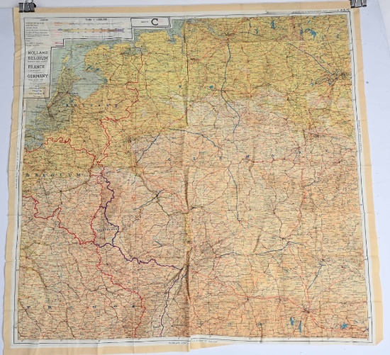 WWII ESCAPE AND EVASION C/D MAP D-DAY USED WW2