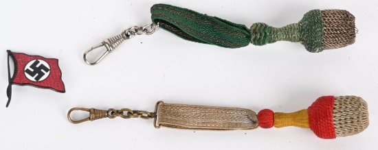 WWII NSDAP FLAG PIN & POCKET WATCH TRODDEL FOBS