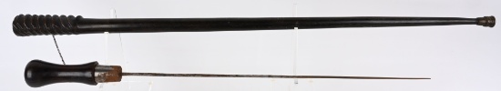 CARVED WOOD SWORD CANE