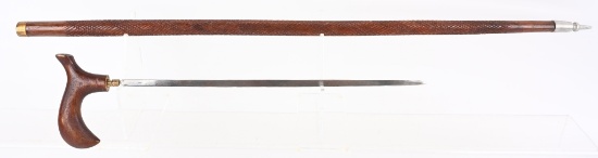 CARVED WOOD SWORD CANE