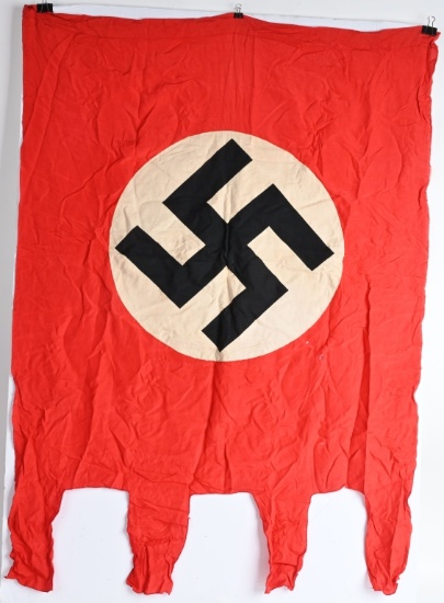 WWII NAZI GERMAN FLAG W COGGED BOTTOM NSDAP WW2
