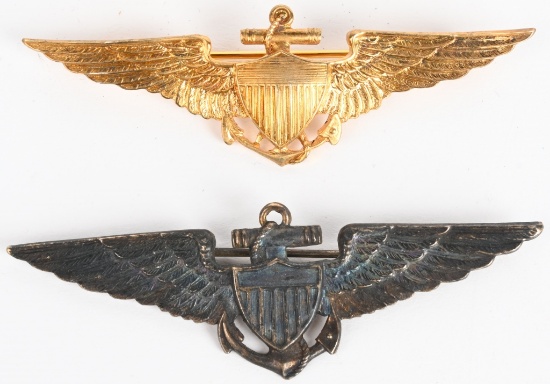 1920's US NAVAL AVIATOR PILOT WINGS LOT OF 2