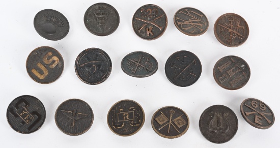 WWI US ARMY COLLAR DISK LOT OF 16 INFANTRY WW1