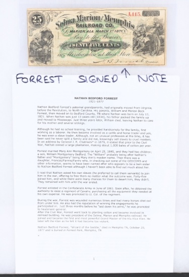 MARION & MEMPHIS RY. 25 CENT NOTE NATHAN FORREST