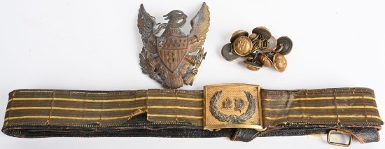 SPAN AM PERIOD BELT SHAKO PLATE GAR BUTTON LOT