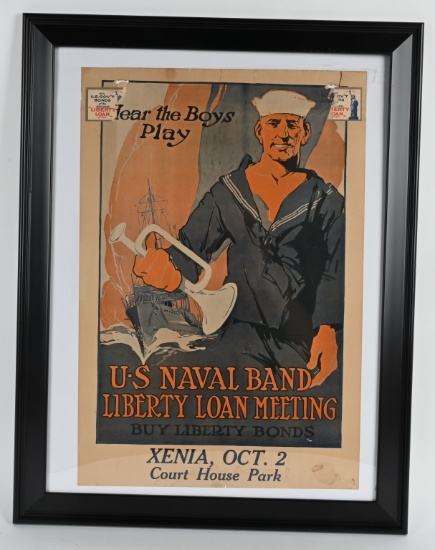 US NAVAL POSTER HEAR THEM PLAY BUY LIBERTY BONDS