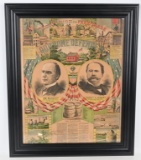 1896 McKINLEY HOBART CAMPAIGN POSTER FREE TRADE