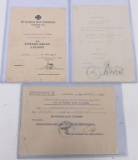 WWII NAZI GERMAN IRON CROSS DOCUMENT LOT OF 3 WW2