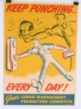 WWII ANTI HITLER KEEP PUNCHING EVERY DAY POSTER